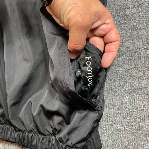 FootJoy 1/4 Snap Golf Pullover Men's XXL Black Sleeveless Zip Pockets Wind Shirt - Picture 6 of 13